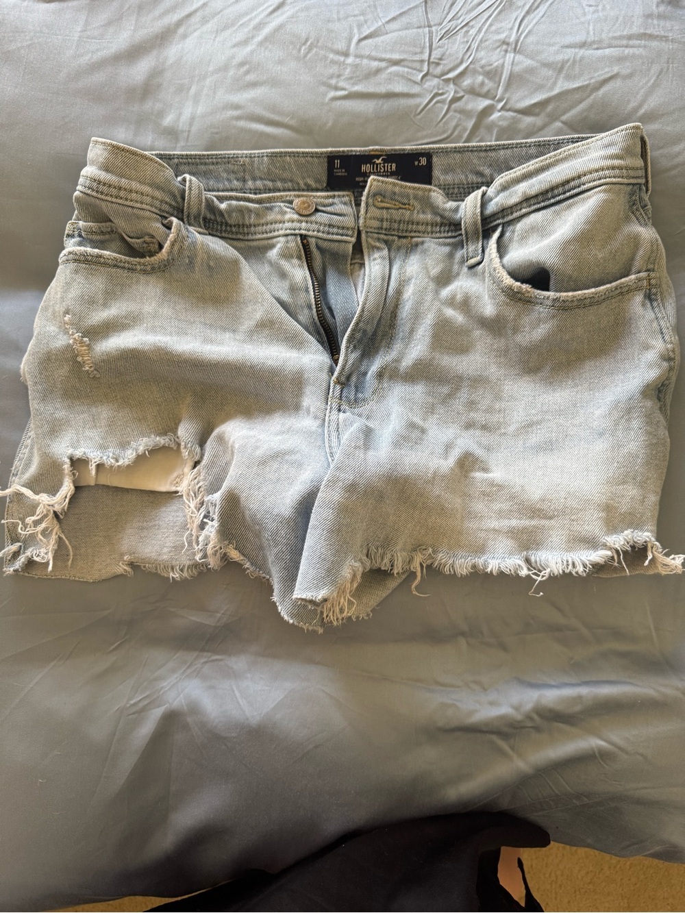 Hollister Light Wash Distressed Denim Cutoff Shorts